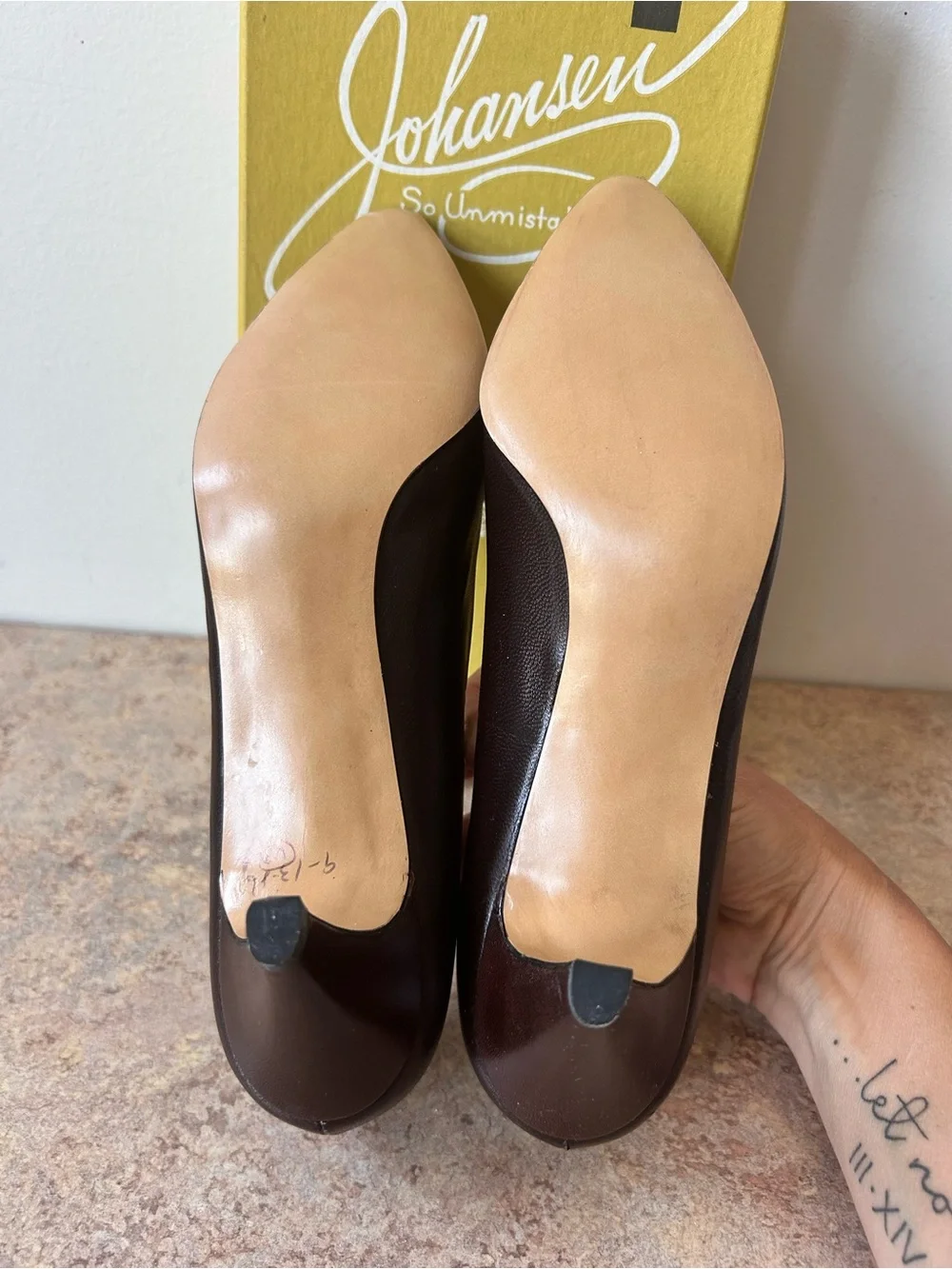 Vintage Johansen Deep Brown Leather Heels Customized for Ray Ehinger size 9N